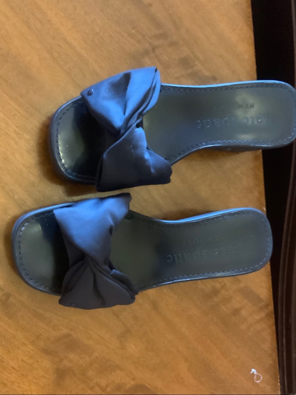 Navy Knot Bow Slide Sandals Kate Spade, 2.5 wedge